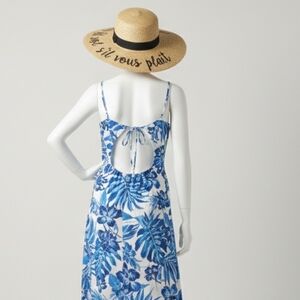 Rose S'il Vous Plait Paper Straw Wide Brim Floppy Sun Hat